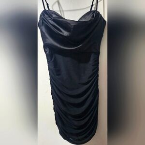 Privy Black Ruched Bodycon Mini Dress Nwt